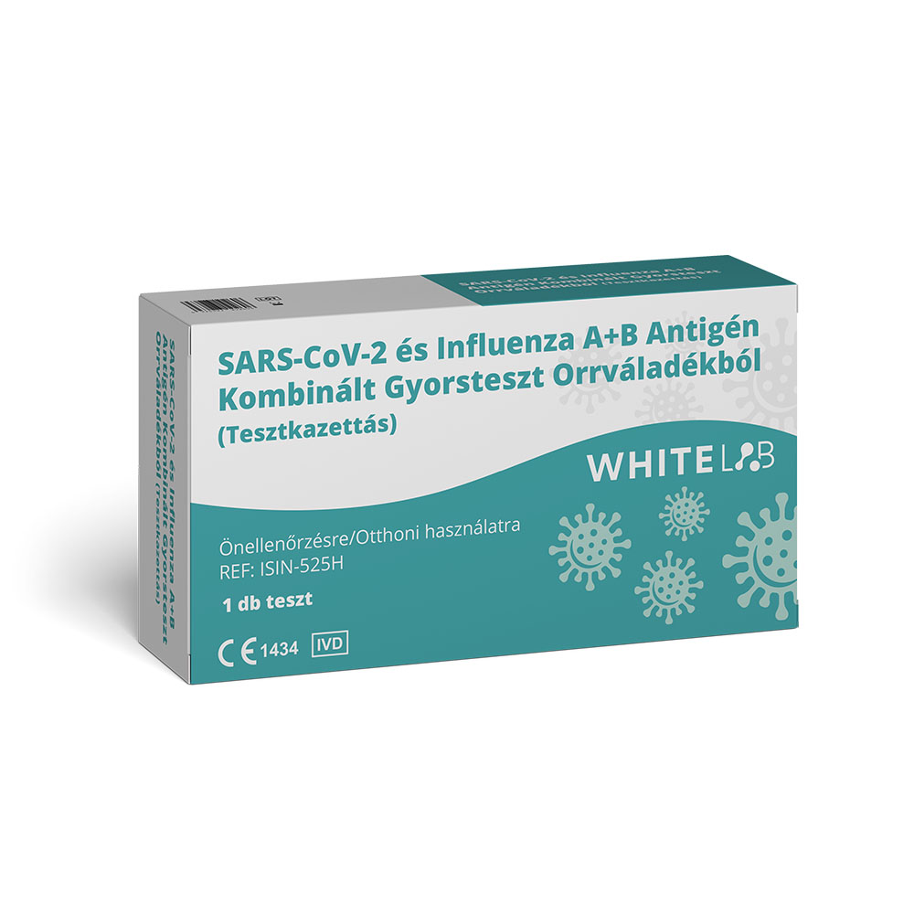 WHITELAB Covid-19 SARS CoV-2 és Influenza A+B Antigén kombinált gyorsteszt orrváladékból (1db)