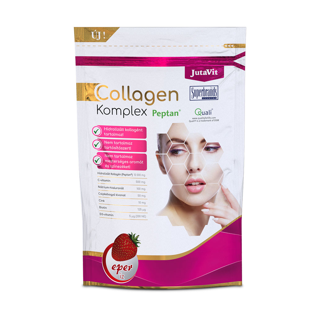 JUTAVIT Collagen + Hialuron Komplex italpor - Eper (400g)