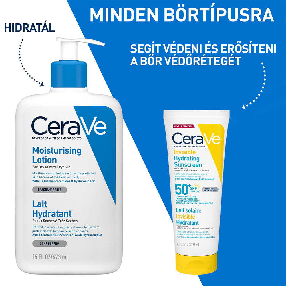 CERAVE Hidratáló fényvédő tej arcra-testre SPF50+ (75ml)