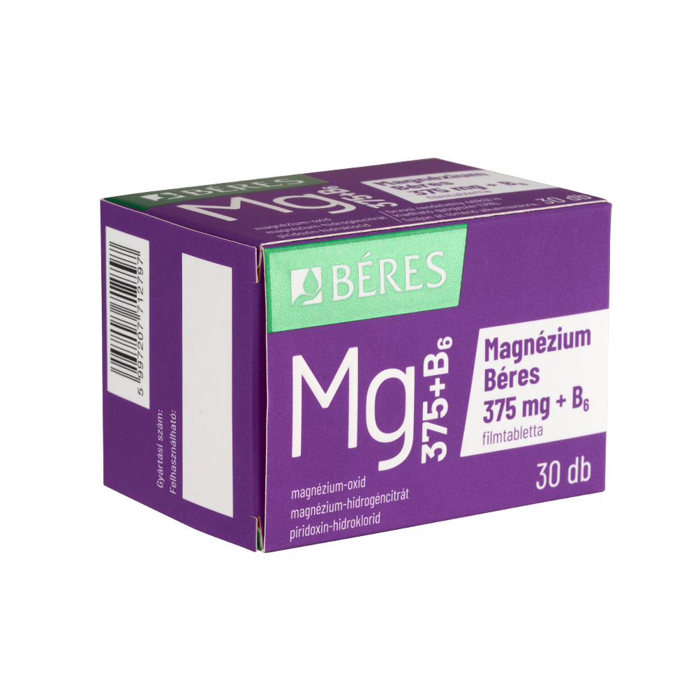 BÉRES Magnézium 375mg+B6 filmtabletta (30db)