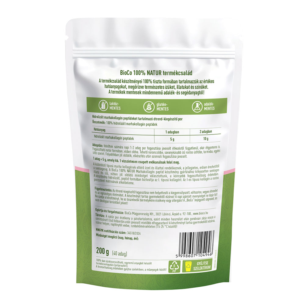 BIOCO 100% NATUR Marhakollagén peptidek tasakos por (200g)