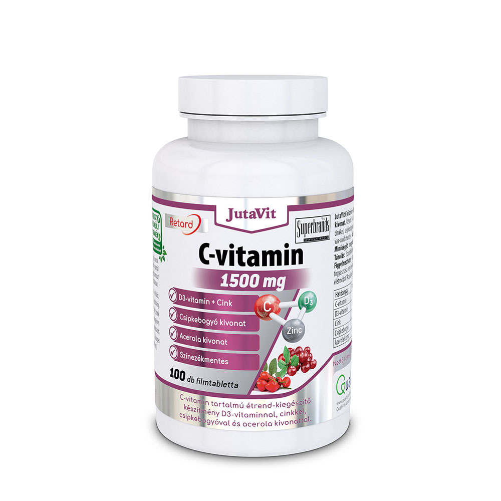 JUTAVIT C-vitamin 1500mg+D3-vitamin+csipkebogyó+Acerola+cink retard filmtabletta (100db)