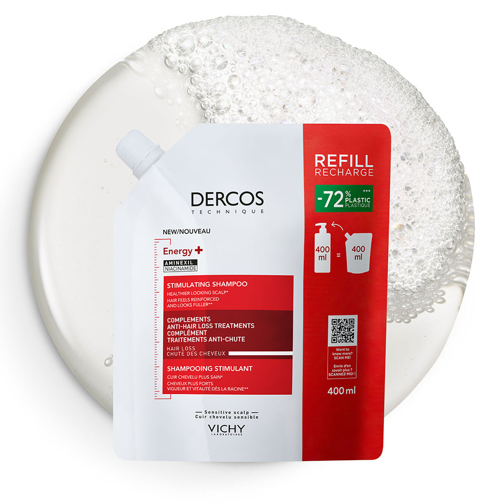 VICHY Dercos Energy+ energiát adó sampon hajhullás ellen utántöltő (400ml)
