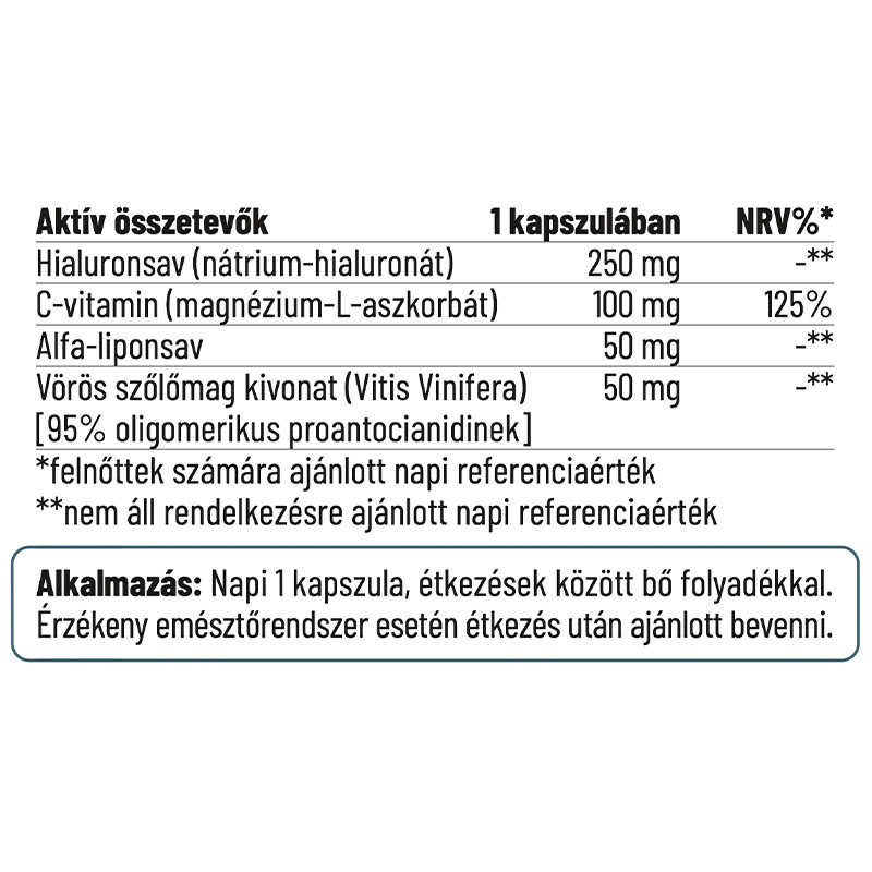 NORDVITAL Hialuronsav Komplex 250mg vegán kapszula (30db)
