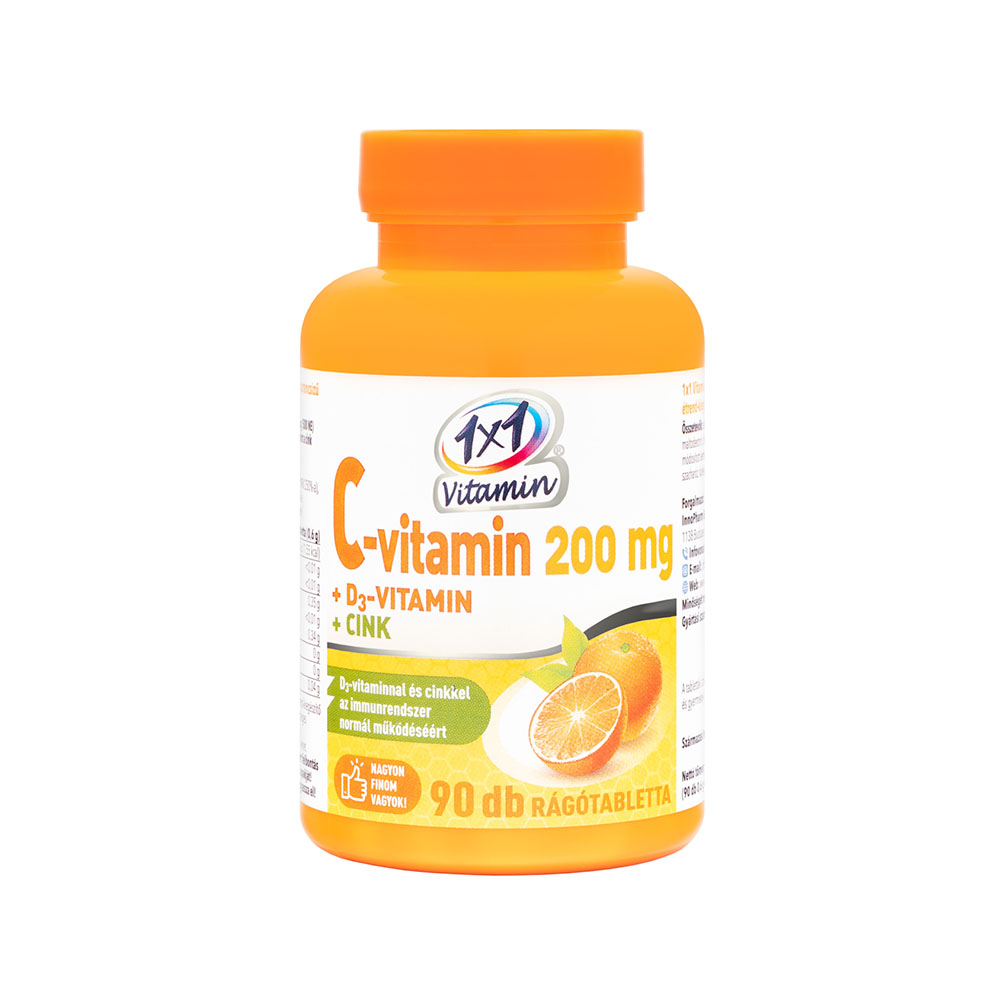 1x1 VITAMIN C-vitamin 200mg + D3-vitamin + cink rágótabletta (90db)