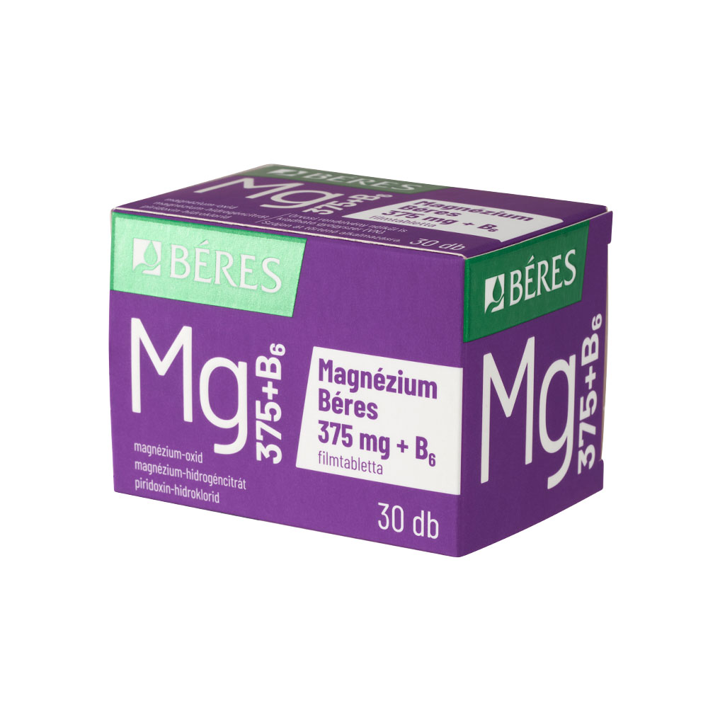 BÉRES Magnézium 375mg+B6 filmtabletta (30db)