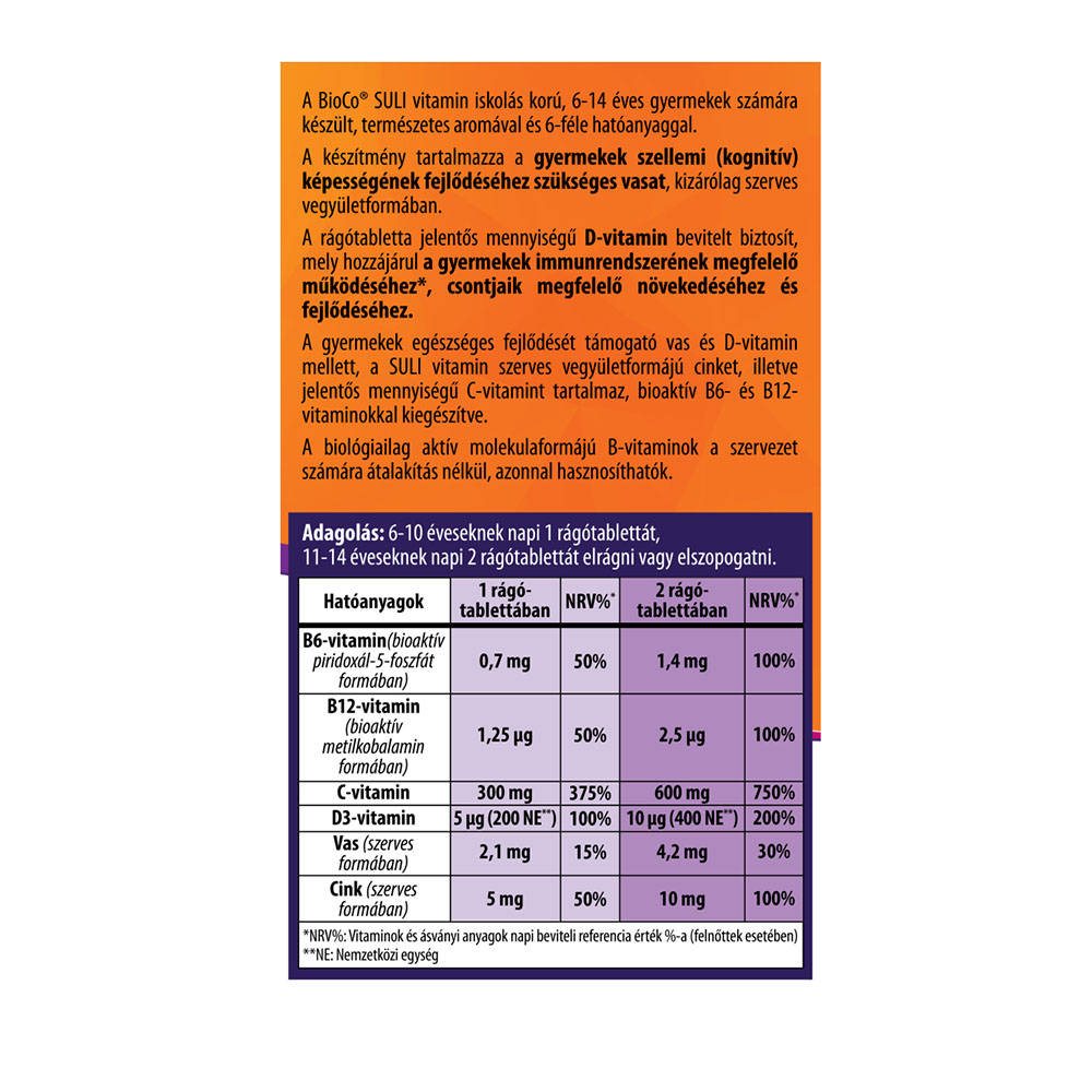 BIOCO Suli vitamin citromos rágótabletta (90db)