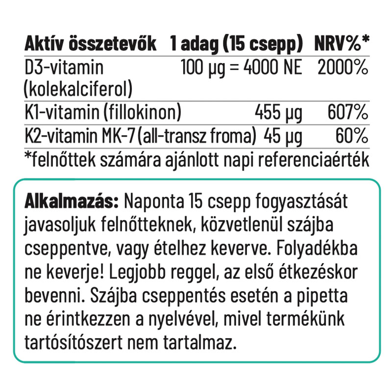 NORDVITAL D3+K2 vitamin csepp 4000NE (30ml)