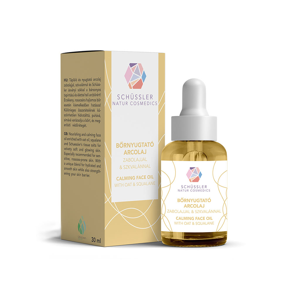 SCHÜSSLER Bőrnyugtató arcolaj zabolajjal és szkvalánnal (30ml) akciós termékkép 1