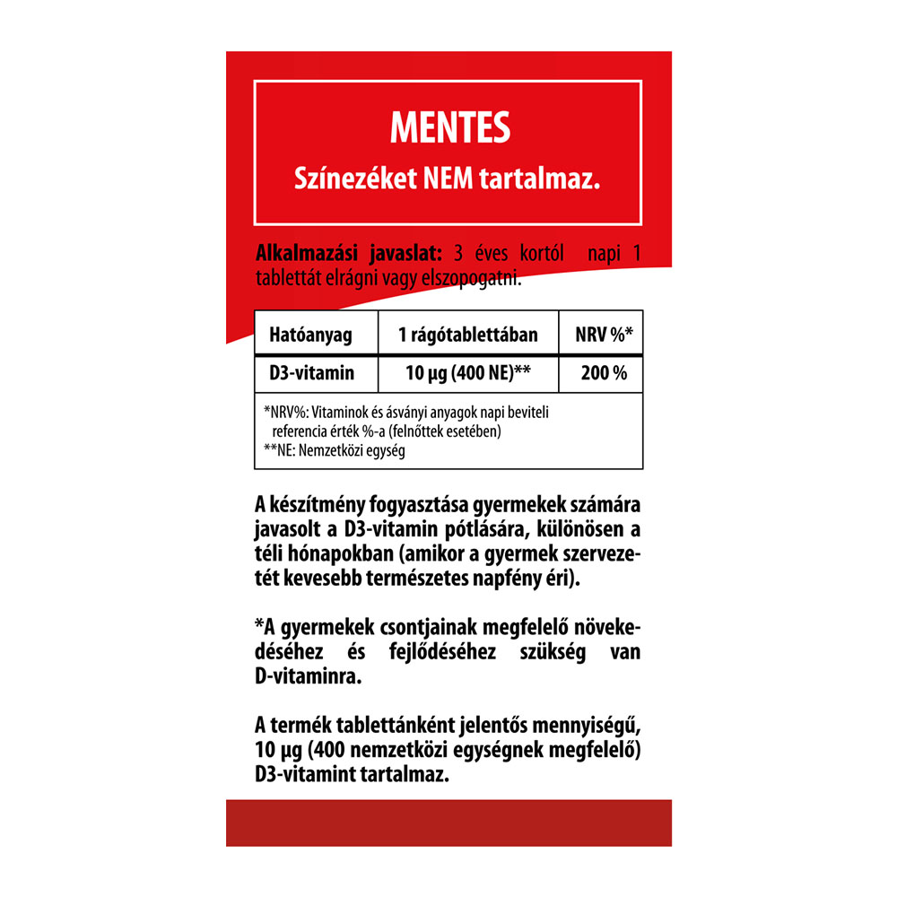 BIOCO D3-vitamin 400 rágótabletta gyermekeknek (60db)