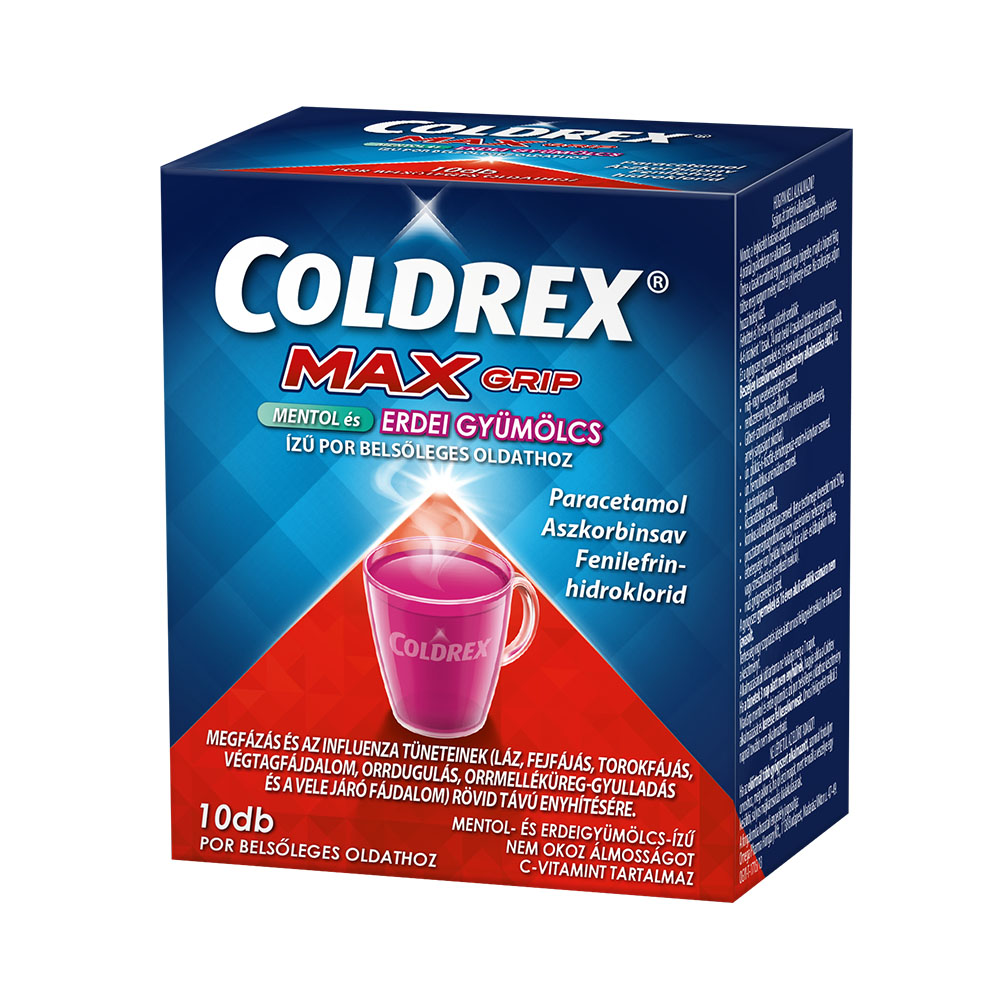 COLDREX MaxGrip mentol és erdei gyümölcs ízű por belsőleges oldathoz (10db)