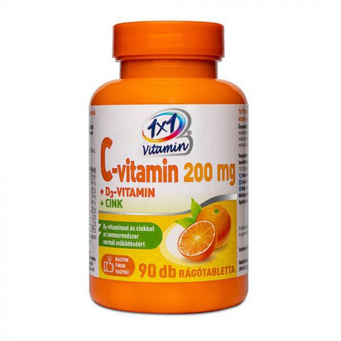 1x1 VITAMIN C-vitamin 200mg + D3-vitamin + cink rágótabletta (90db)
