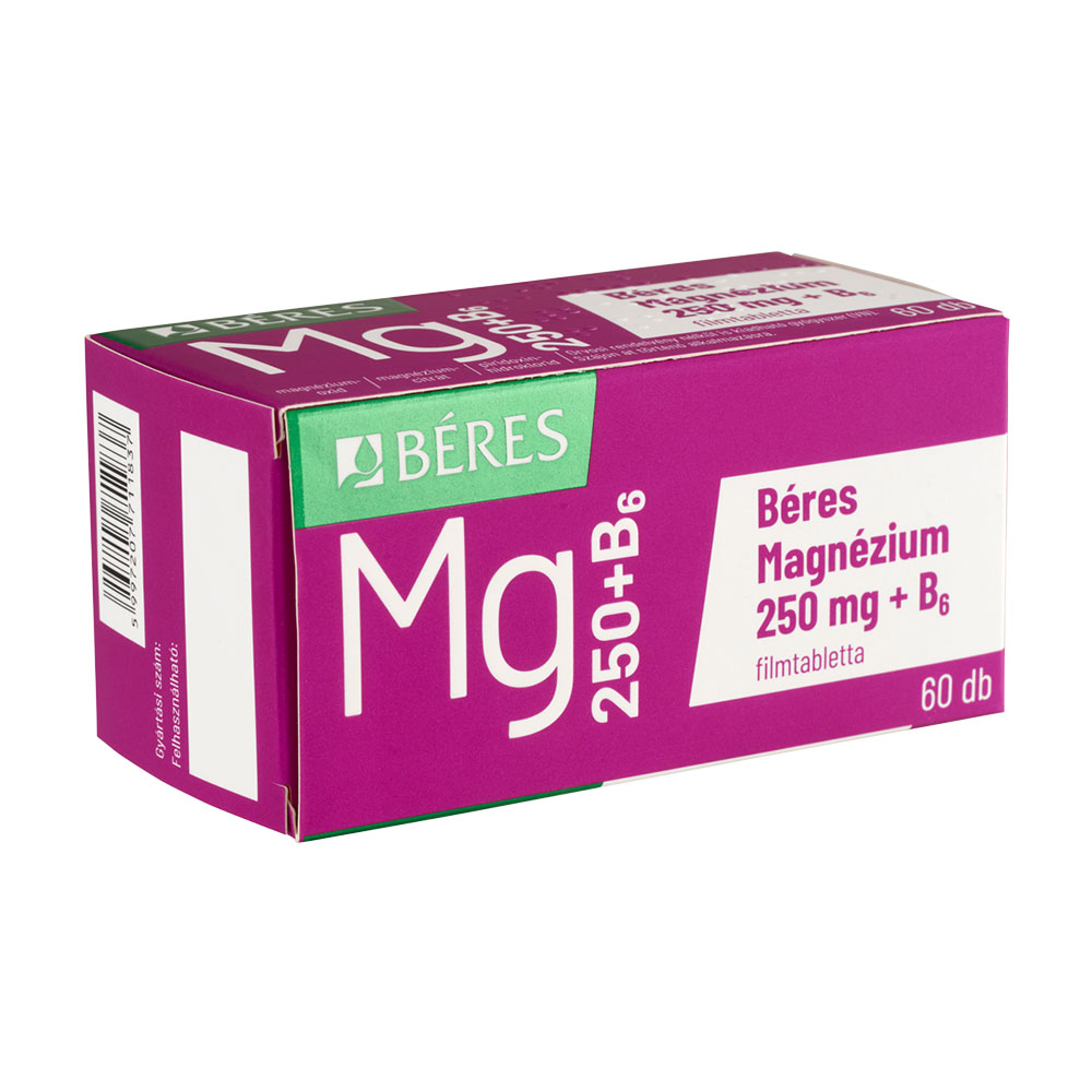 BÉRES Magnézium 250 mg + B6 filmtabletta (60db)
