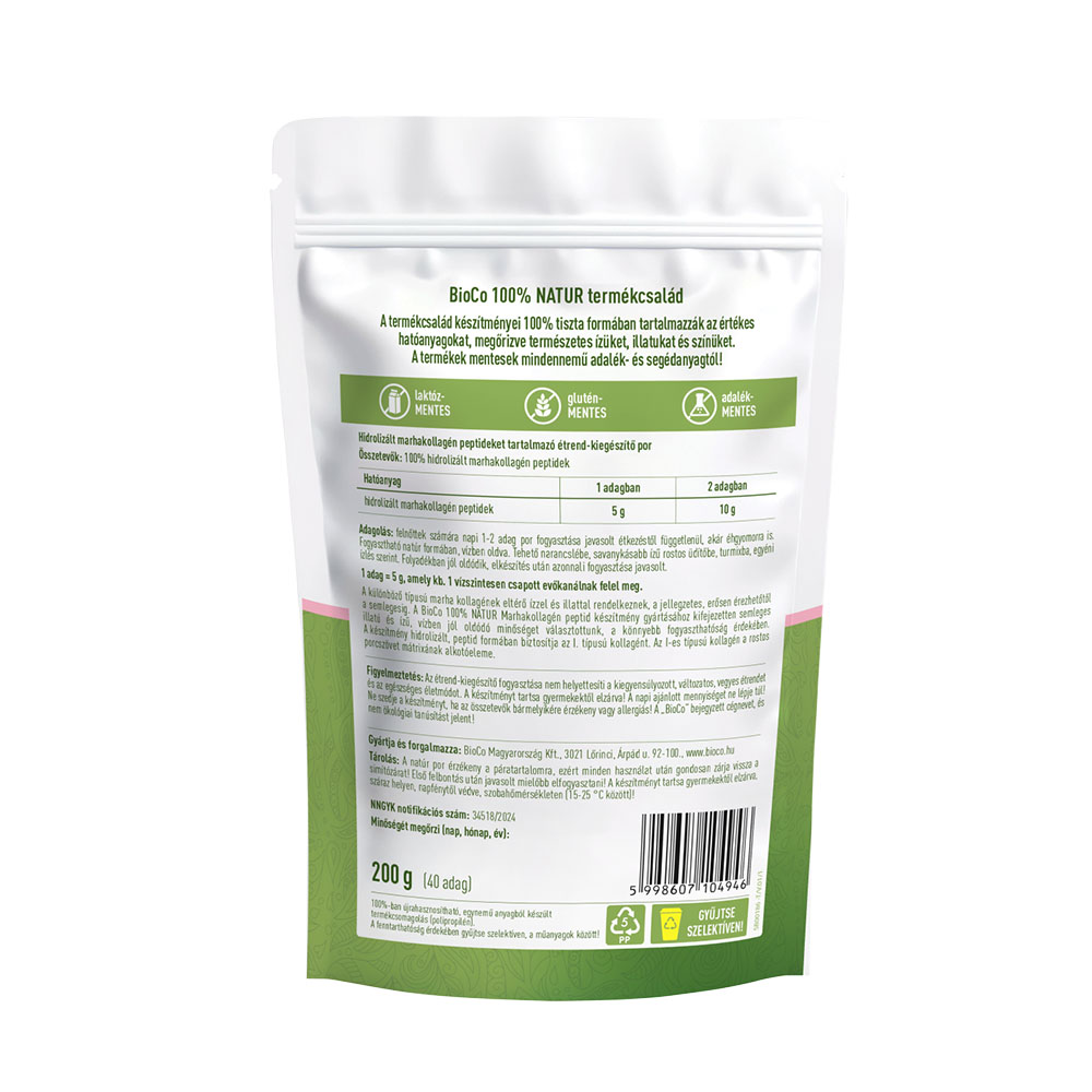 BIOCO 100% NATUR Marhakollagén peptidek tasakos por (200g)