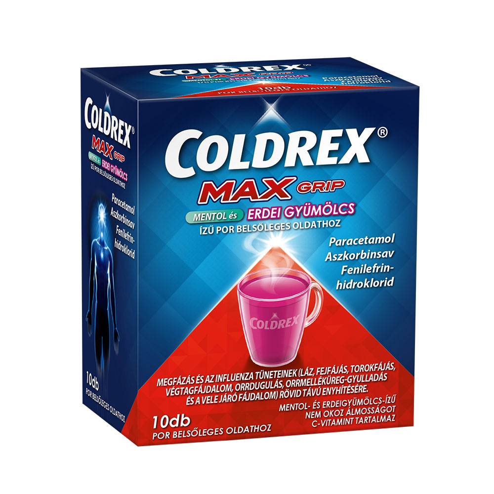 COLDREX MaxGrip mentol és erdei gyümölcs ízű por belsőleges oldathoz (10db)