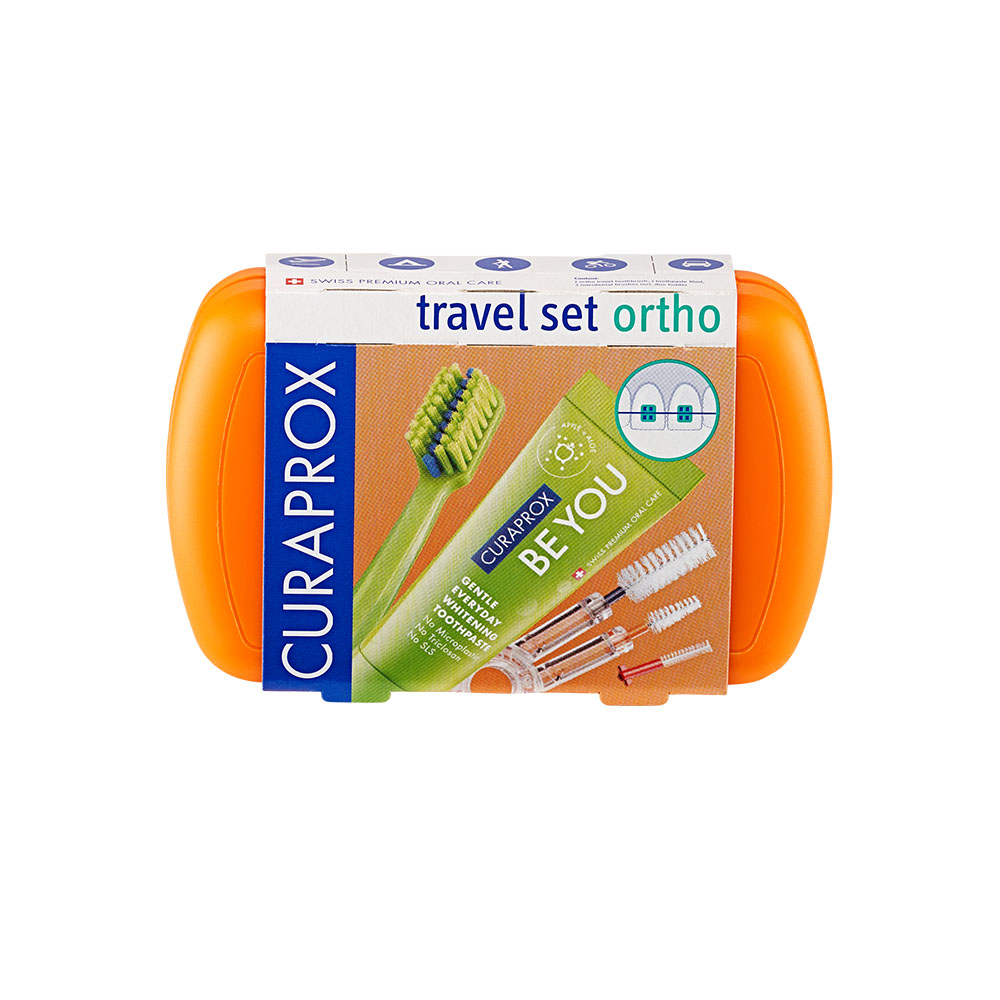 CURAPROX Ortho Travel Set fogszabályzóhoz narancssárga 