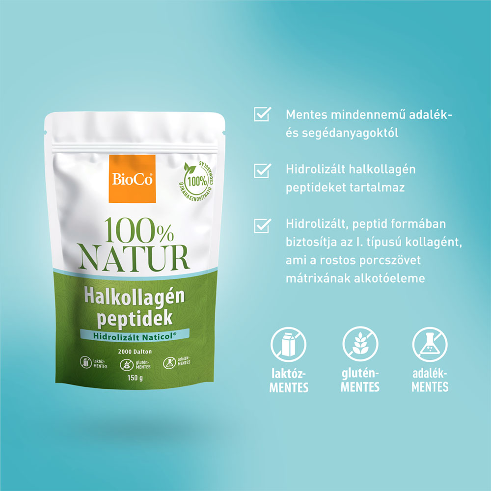 BIOCO 100% NATUR Halkollagén peptidek NATICOL tasakos por (150g)