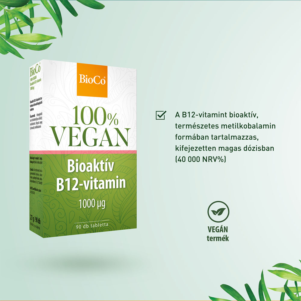 BIOCO 100% Vegan bioaktív B12-vitamin 1000 mcg tabletta (90db)