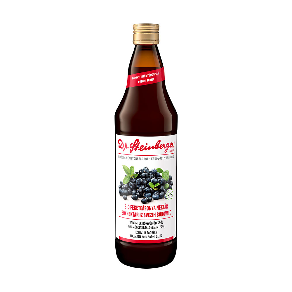 DR.STEINBERGER Feketeáfonya nektár (bio) VIGYÉL VISSZA ÜVEGBEN (750ml)