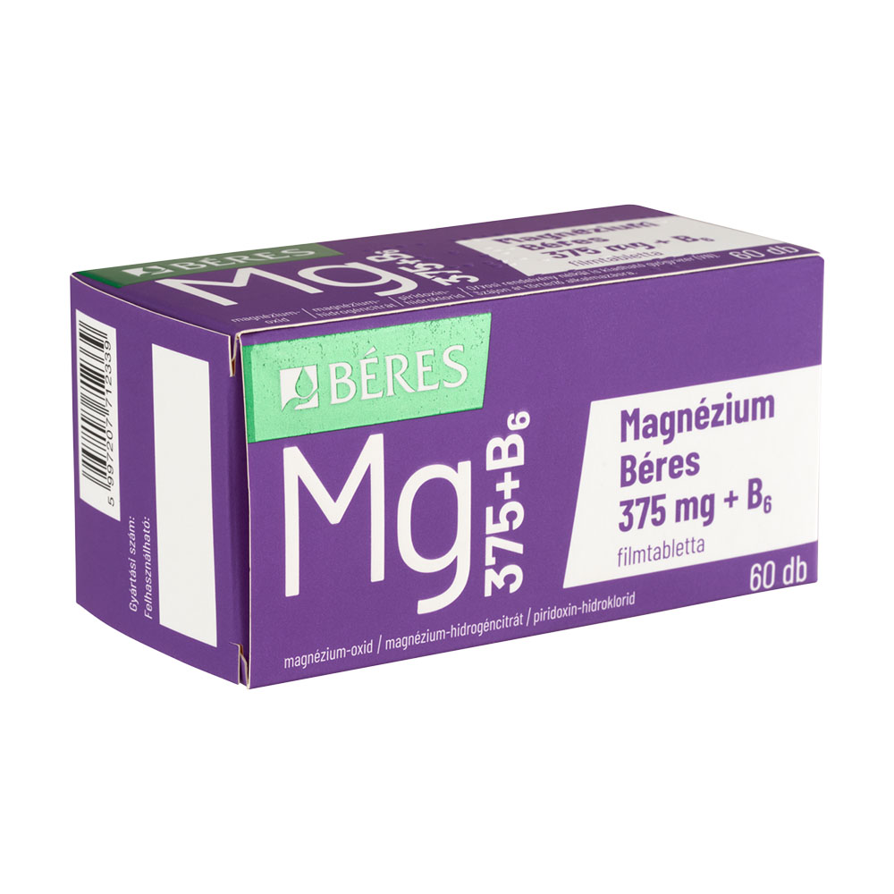 BÉRES Magnézium 375mg+B6 filmtabletta (60db)