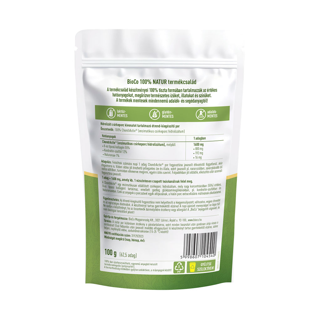 BIOCO 100% NATUR ChondrActiv kollagén tasakos por (100g)