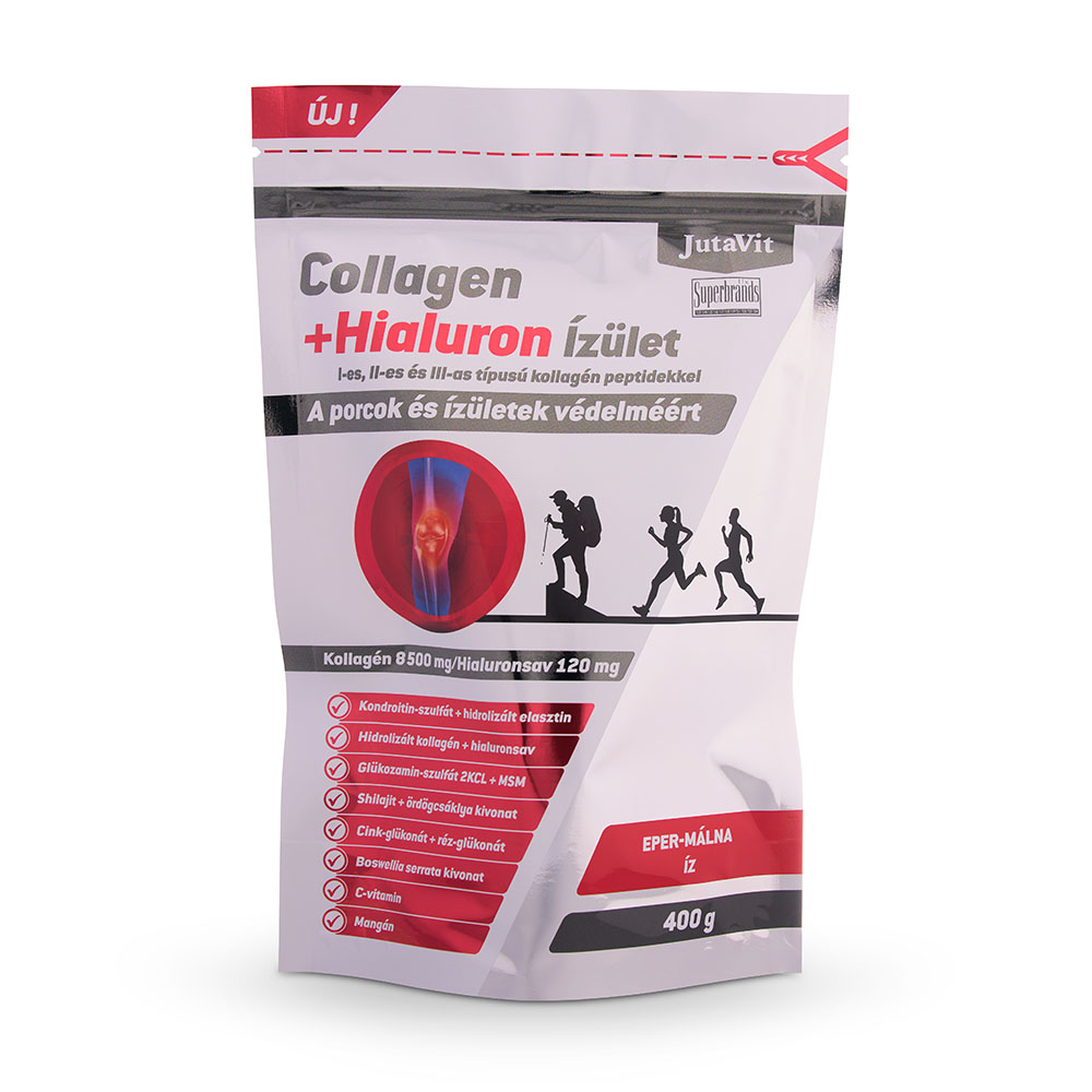 JUTAVIT Collagen+Hialuron Ízület por Eper Málna ízben 400g