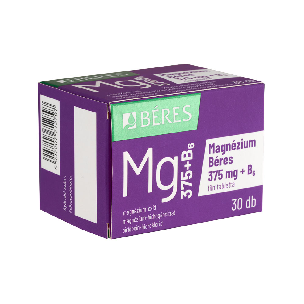 BÉRES Magnézium 375mg+B6 filmtabletta (30db)