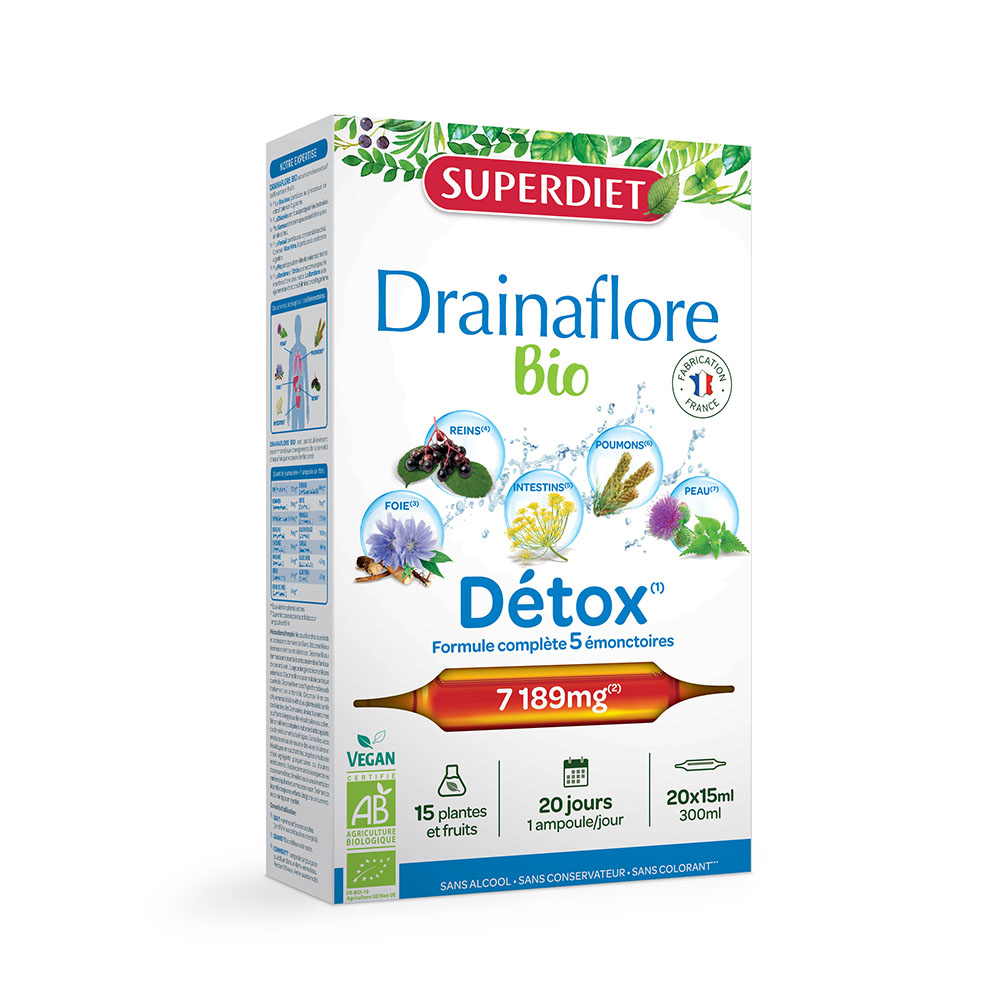 SUPERDIET Bio Drainaflore Detox ivóampulla (20x15ml)