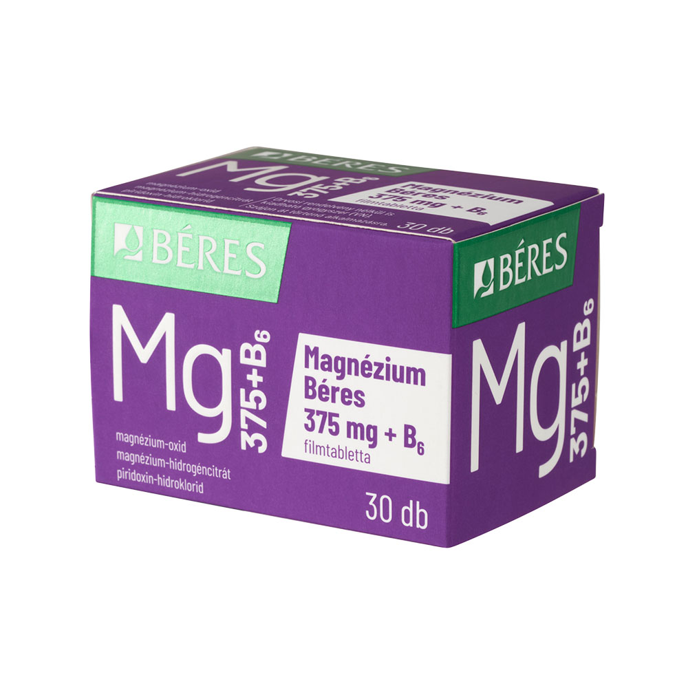 BÉRES Magnézium 375mg+B6 filmtabletta (30db)