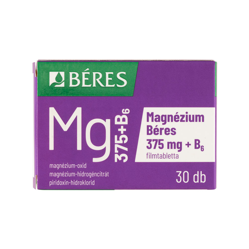 BÉRES Magnézium 375mg+B6 filmtabletta (30db)