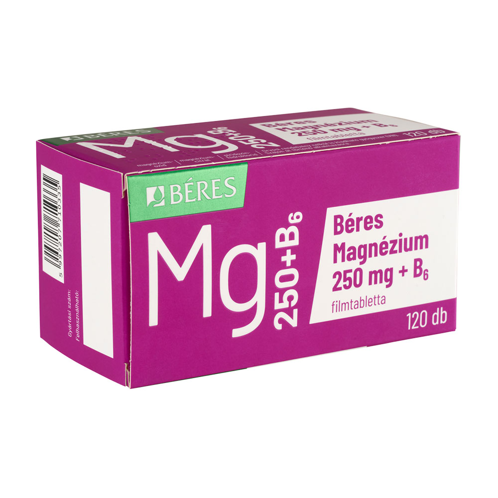BÉRES Magnézium 250 mg + B6 filmtabletta (120db)