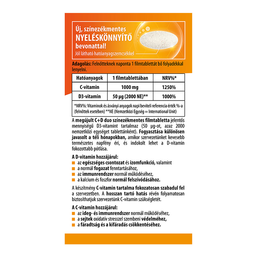 BIOCO C+D duo retard C-vitamin 1000mg + D3-vitamin 2000 NE filmtabletta (100db)