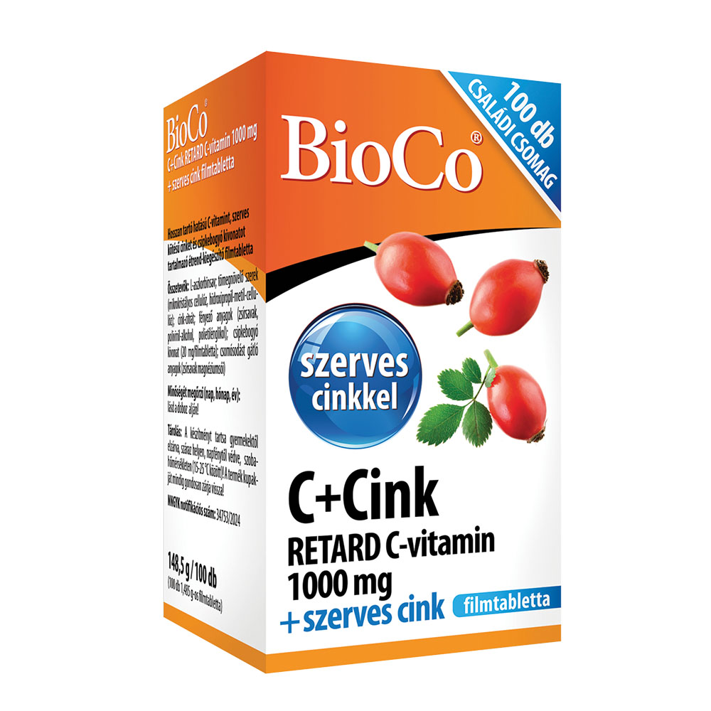 BIOCO C+Cink Retard C-vitamin 1000mg + szerves cink filmtabletta (100db)