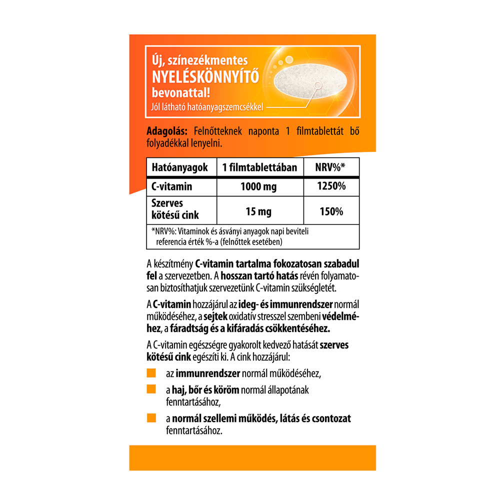 BIOCO C+Cink Retard C-vitamin 1000mg + szerves cink filmtabletta (60db)