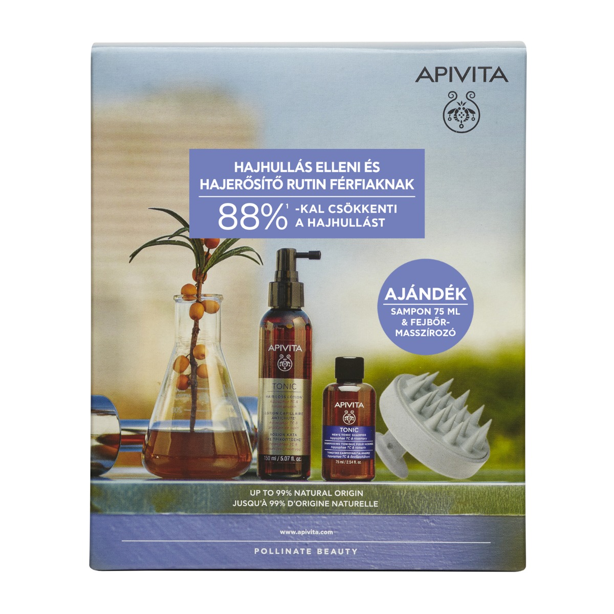 APIVITA Lotion hajhullás elleni szett Férfiaknak (150ml+75ml) akciós termékkép 1