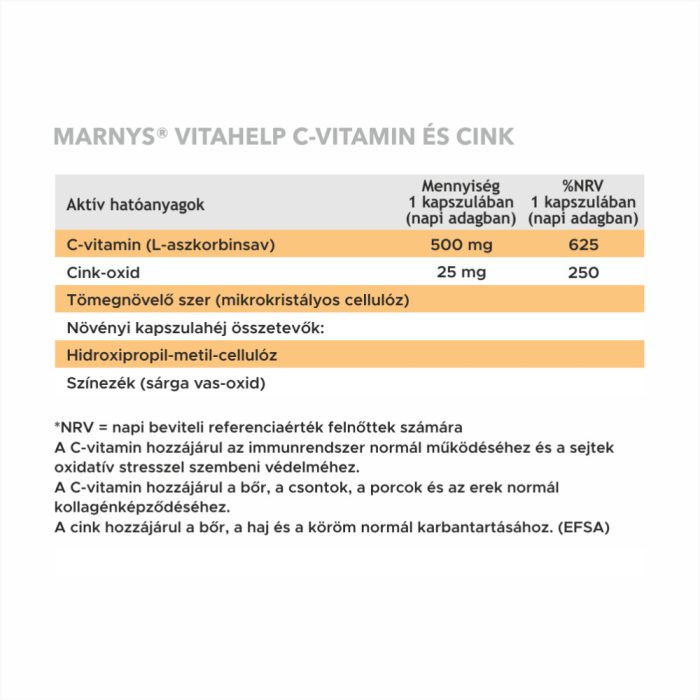 MARNYS VitaHelp Vitamin C + Cink kapszula (60db)