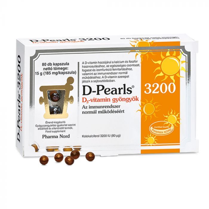 D-PEARLS 3200 D3-vitamin gyöngykapszula (80db)
