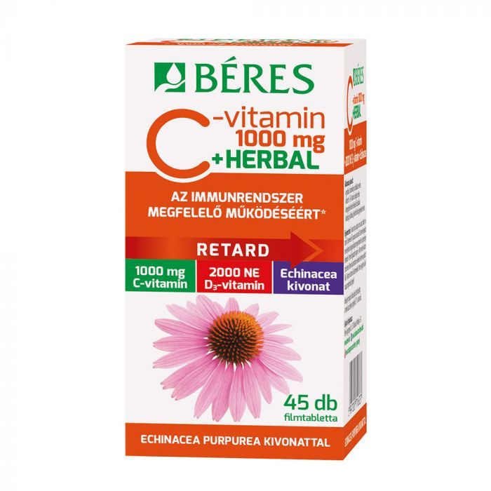 BÉRES C-vitamin Retard 1000mg + HERBAL filmtabletta (45db)