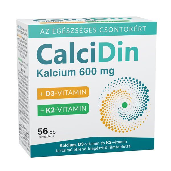 CALCIDIN Kalcium 600mg + D3- + K2- vitamin filmtabletta (56db) 