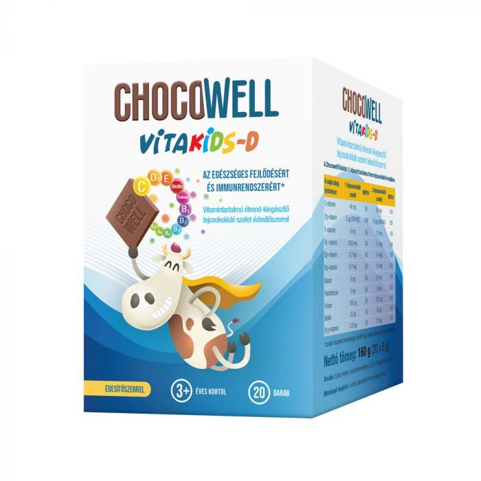 CHOCOWELL VitaKids-D vitamintartalmú tejcsokoládé szelet (20db)
