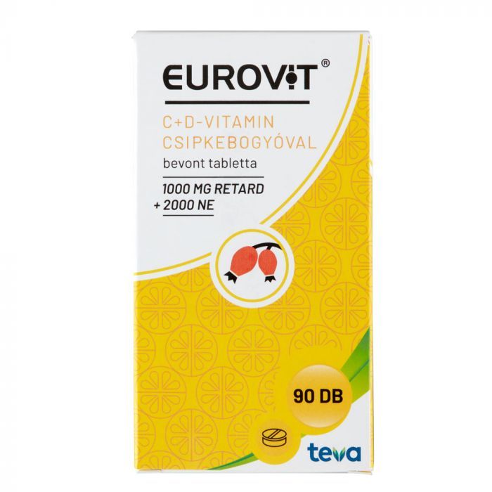 EUROVIT C+D-vitamin csipkebogyóval bevont tabletta (90db)