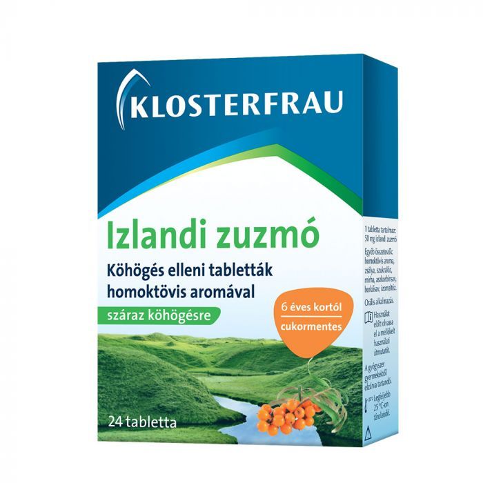 KLOSTERFRAU Izlandi zuzmó köhögés elleni tabletták homoktövis aromával (24db)  
