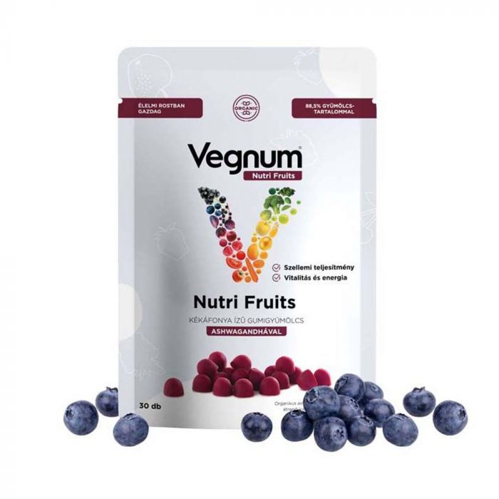VEGNUM Nutri Fruits kékáfonya ízű gumigyümölcs ashwagandhával (30db)