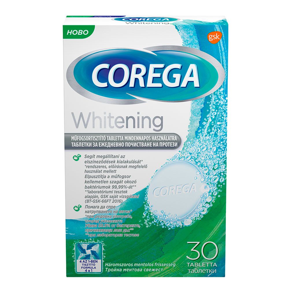 COREGA Whitening műfogsortisztító tabletta (30db)