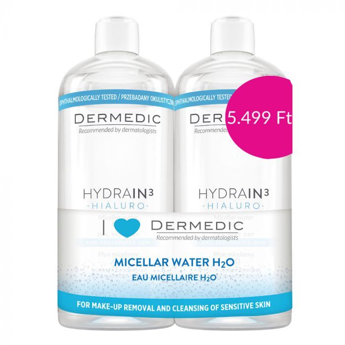 DERMEDIC Hydrain³ Micellás víz H²O duo limitált (500ml+500ml)