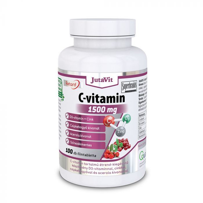JUTAVIT C - vitamin 1500 mg D3 - vitamin + cink + csipkebogyó + acerola kivonat retard filmtabletta (100db)