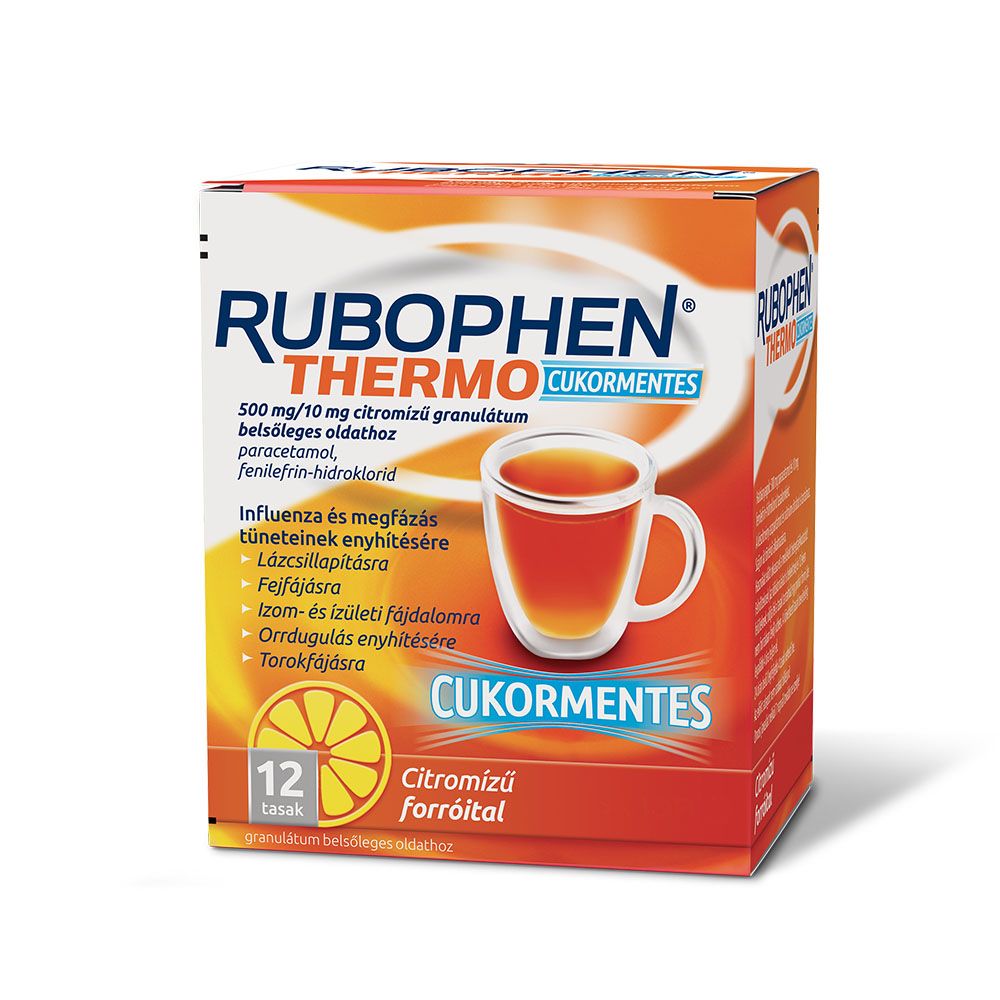 RUBOPHEN Thermo  cukormentes 500 mg/10 mg citromízű granulátum belsőleges oldathoz (12db)