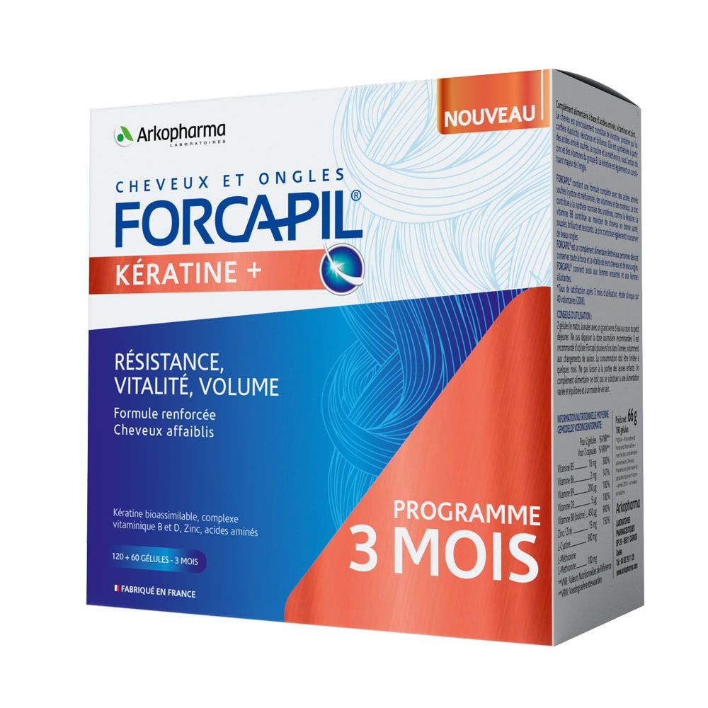 FORCAPIL Keratin+ Hajerősítő kapszula (120db+60db)