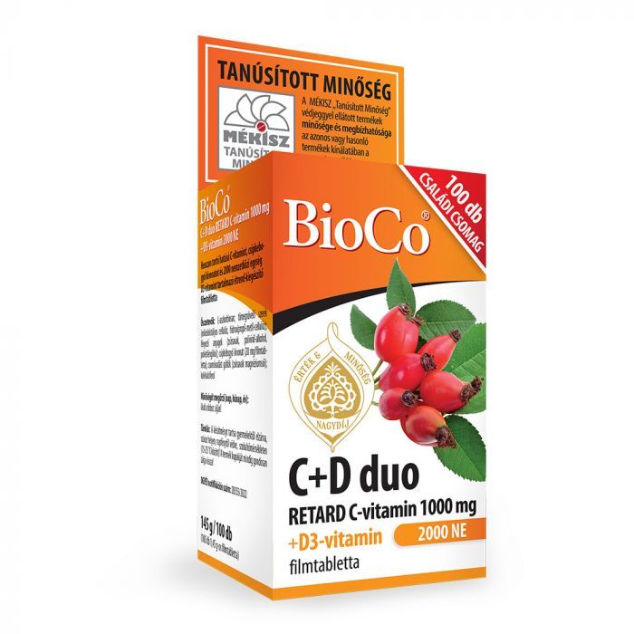 BIOCO C+D duo retard C-vitamin 1000mg + D3-vitamin 2000 NE filmtabletta (100db)