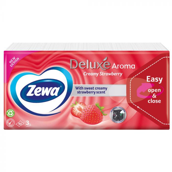 ZEWA Deluxe Aroma creamy strawberry papírzsebkendő (90db)